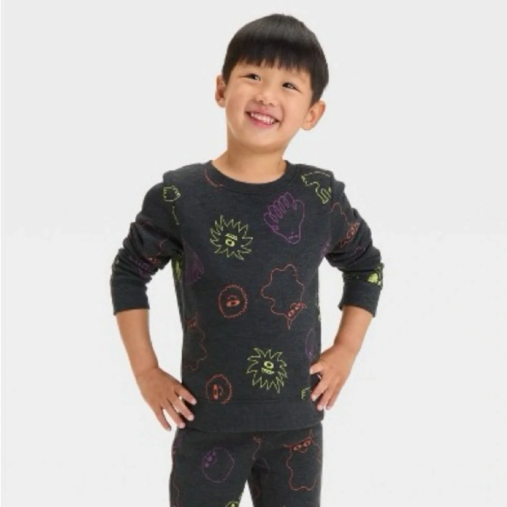 CAT & JACK SKELETON HALLOWEEN SWEATSUIT- GRAY SIZE 12 MONTHS (NEW WITH TAGS) A10
